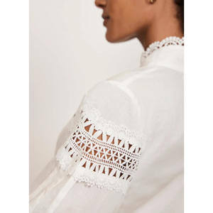 Mint Velvet White Cotton Lace Detail Blouse